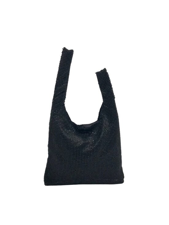 Aqua Handbags - Aqua Black Rhinestone Mesh Tote Bag